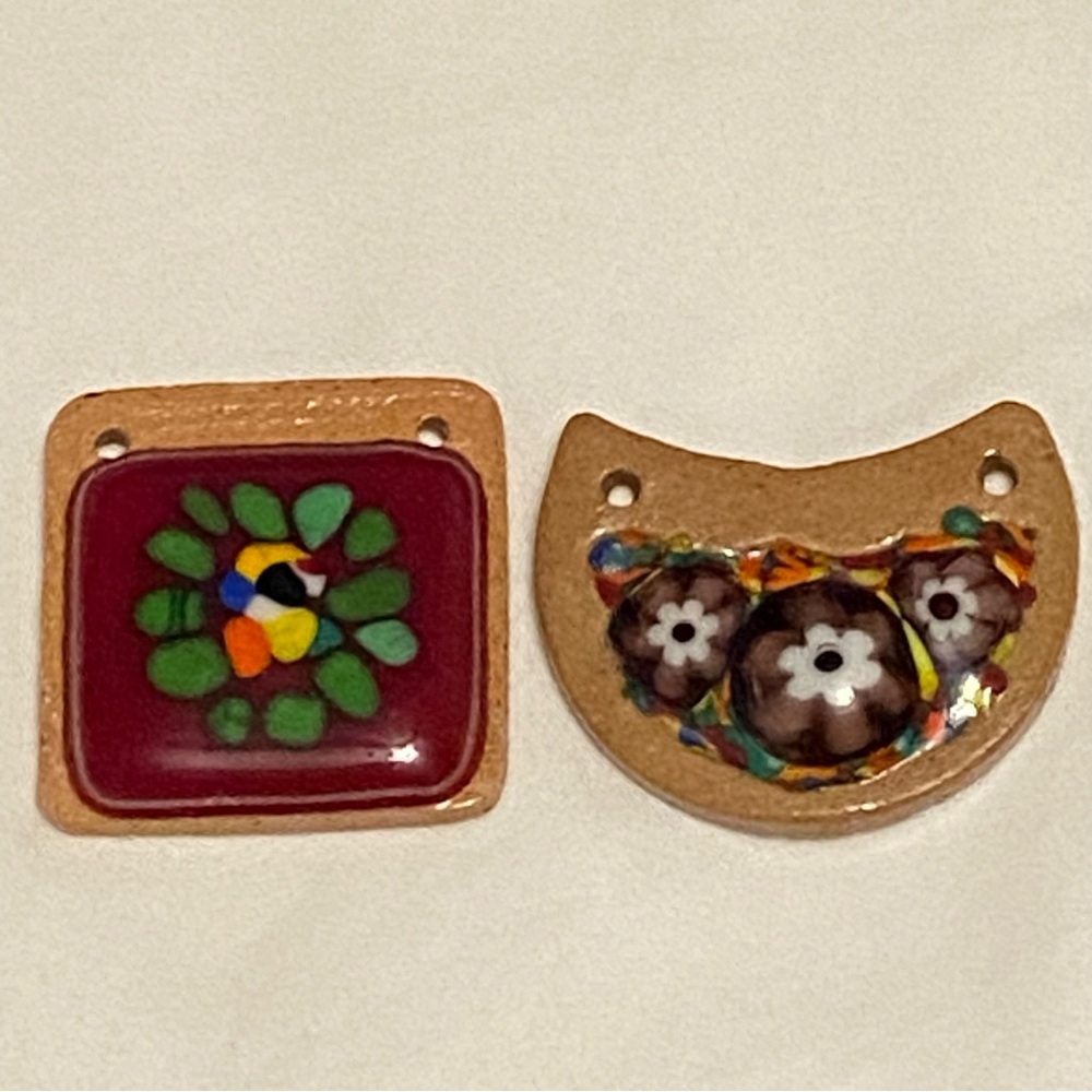2 Unique Ceramic and Glass Pendants